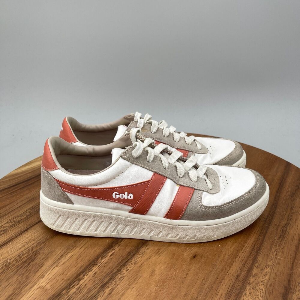 Gola Grandslam Pure Shoes Womens Size 7 White Red Casual Comfort Sneakers
